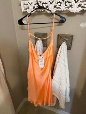 Zara Orange Backless Slip Dress